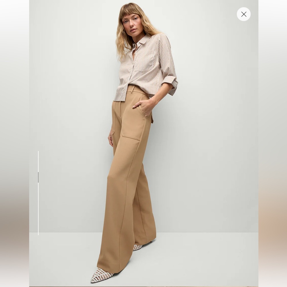 Veronica Beard Tan Wide-Leg Trousers